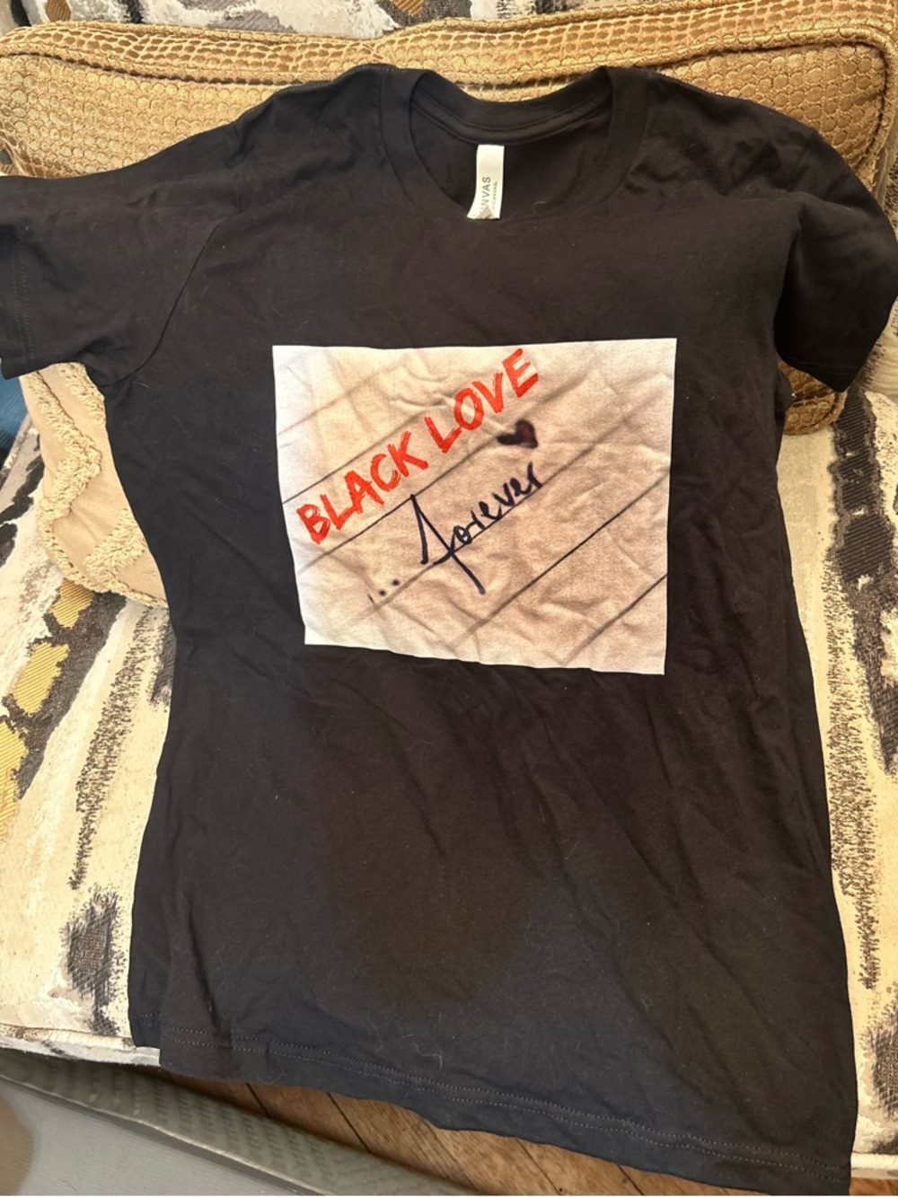 Black Graphic Tee with "BLACK LOVE" Print (S)
